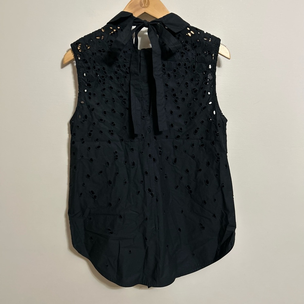 Proenza Schouler Black Sleeveless Collared Embroidered Top - Picture 3 of 4
